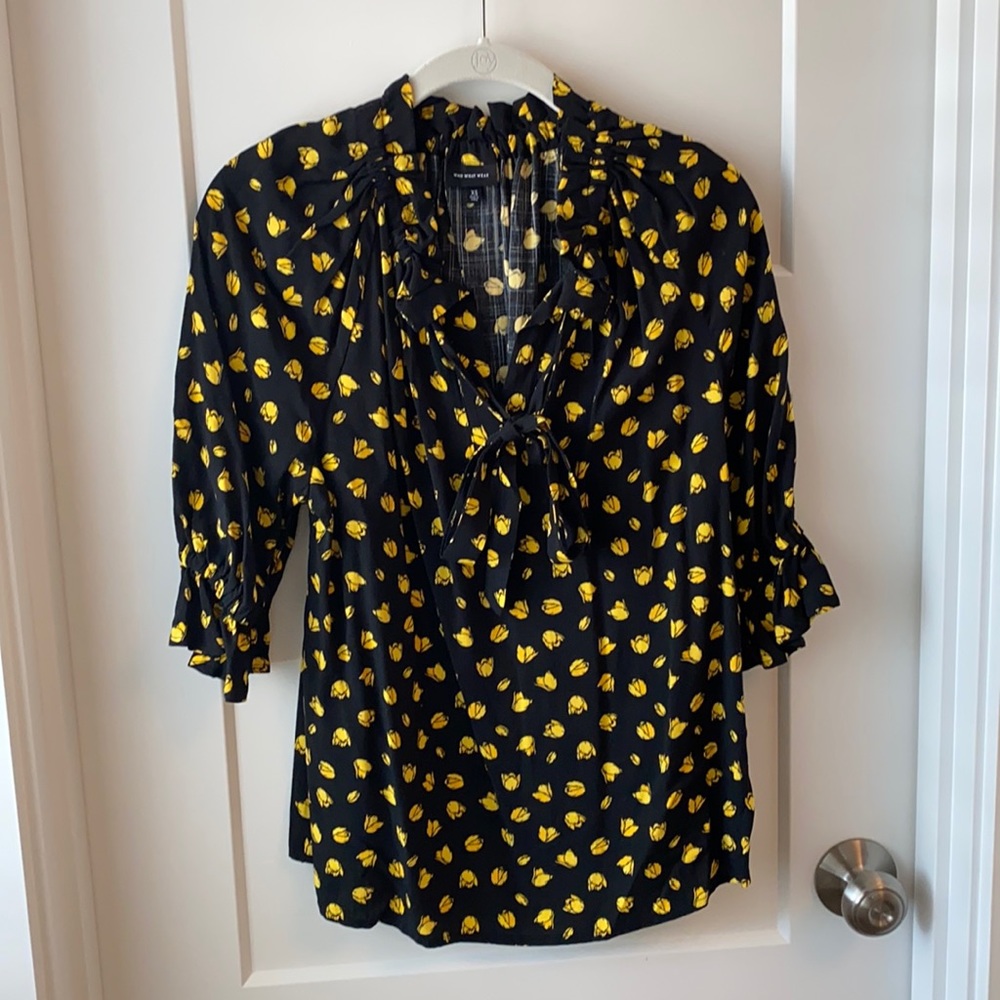 Who What Wear XS black and yellow blouse